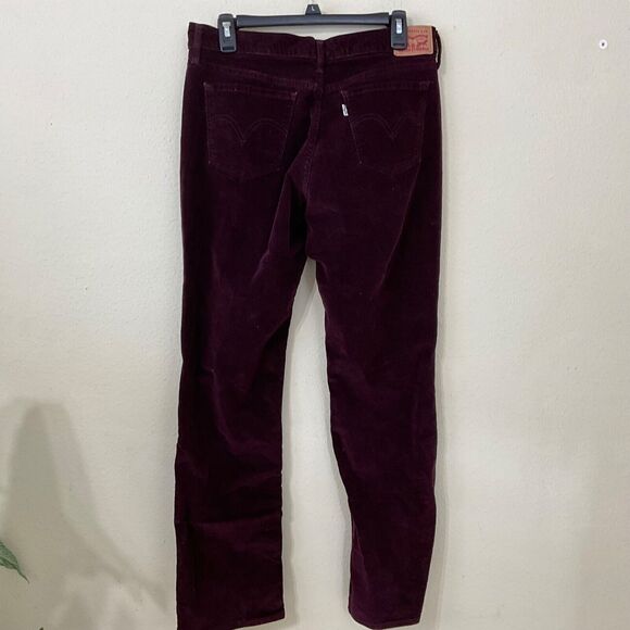 Levis 505 women’s size 31 /12M Straight Corduroy Jeans Pants Bugandy - Picture 2 of 11